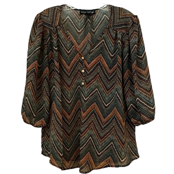 Living Doll Black and Brown Top with Chic Design - Picture 2 of 4